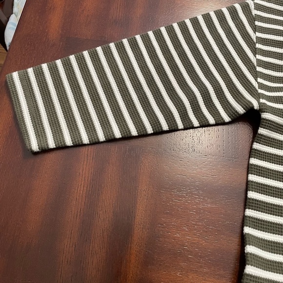 Land’ End women’s 3/4 sleeve waffle knit Tunic green and white striped size M P - Picture 4 of 5